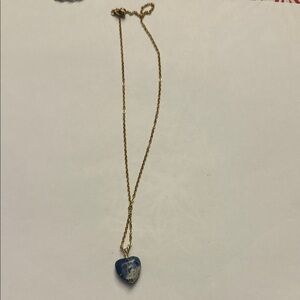 Gold plated  Necklace with Blue Heart Pendant 16 in necklace